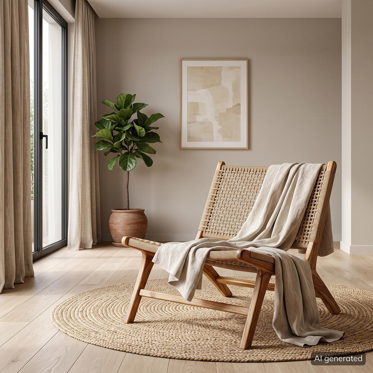 LOUNGESESSEL - Papiergeflecht / Teakholz massiv - Natur / Teak - Teakfarben, Naturmaterialen/Holz (65/68/80cm) - home24