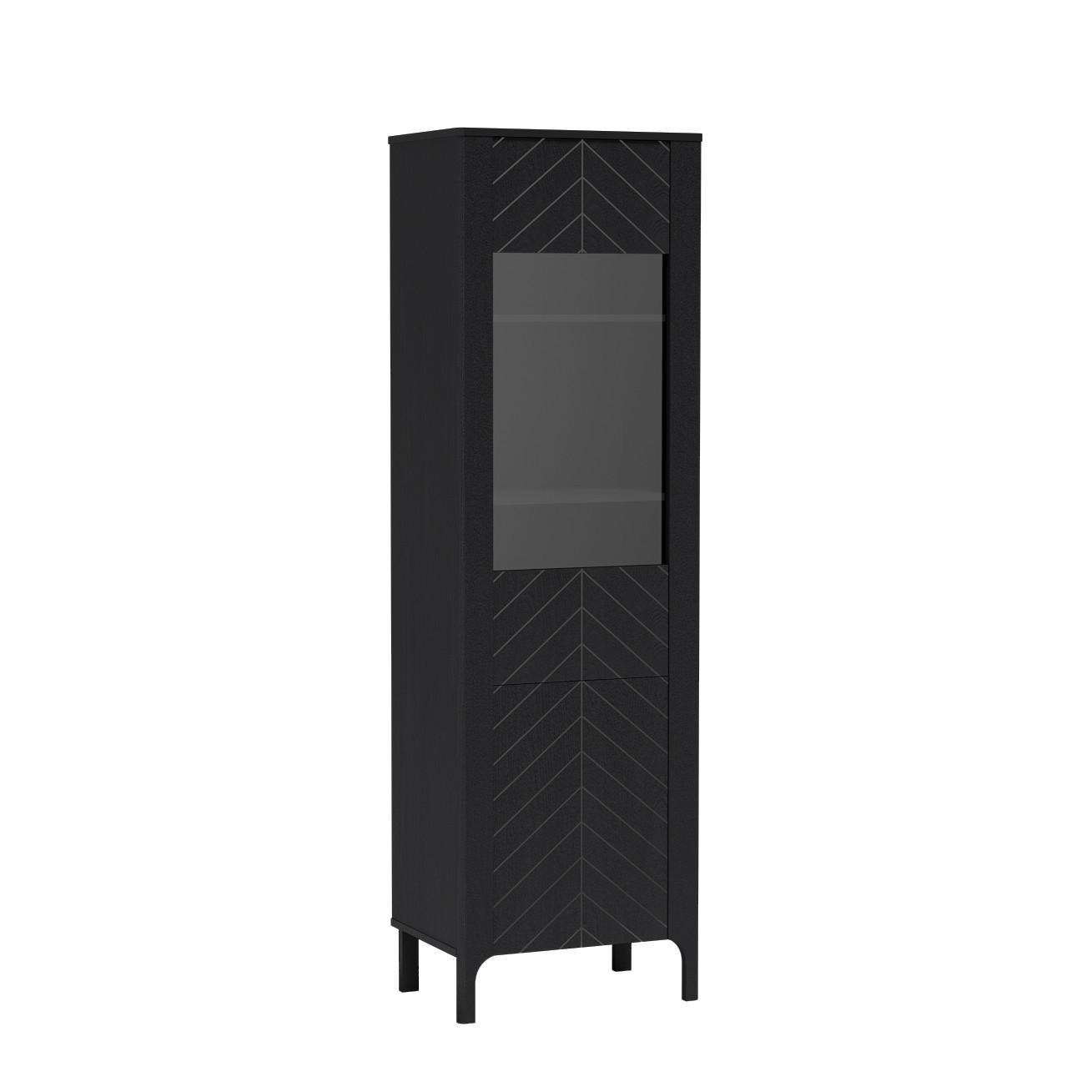 VITRINE Lumi Schwarz - Schwarz, Holzwerkstoff (60/197/41cm) - Bettso