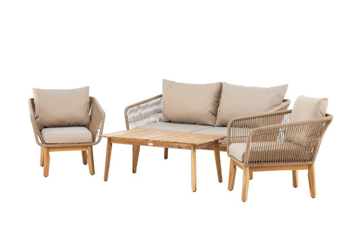 LOUNGE-SET, Chania, Braun, Akazie., 60 x 110 x 45 cm, 4-teilig - Braun, Holz - ebuy24