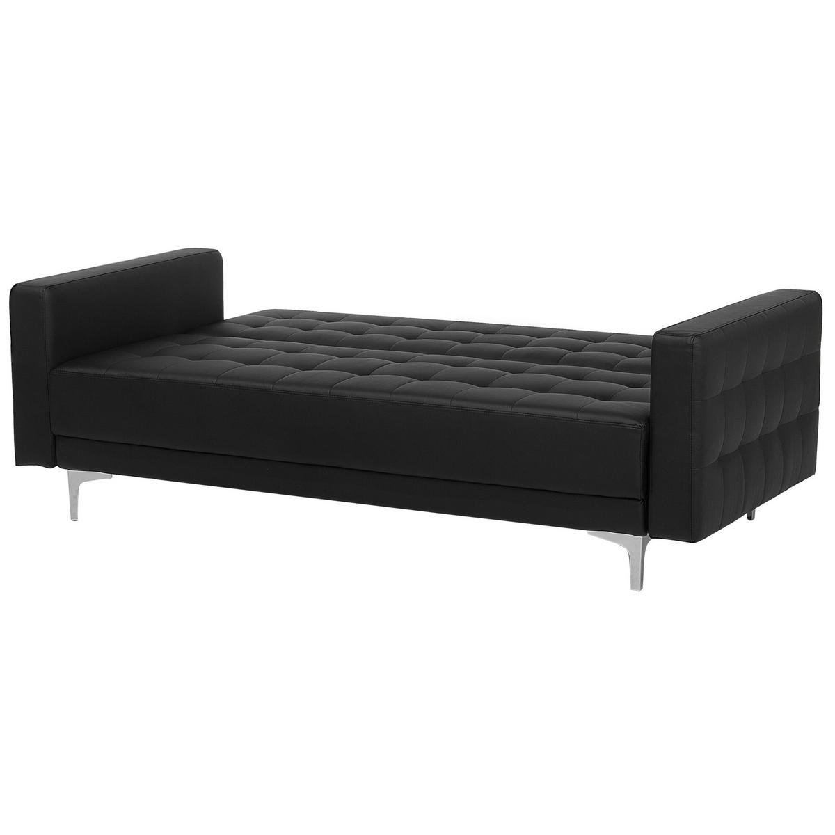 3-SITZER-SCHLAFSOFA Kunstleder Schwarz Aberdeen - Schwarz, Textil (186/83/88cm) - Beliani