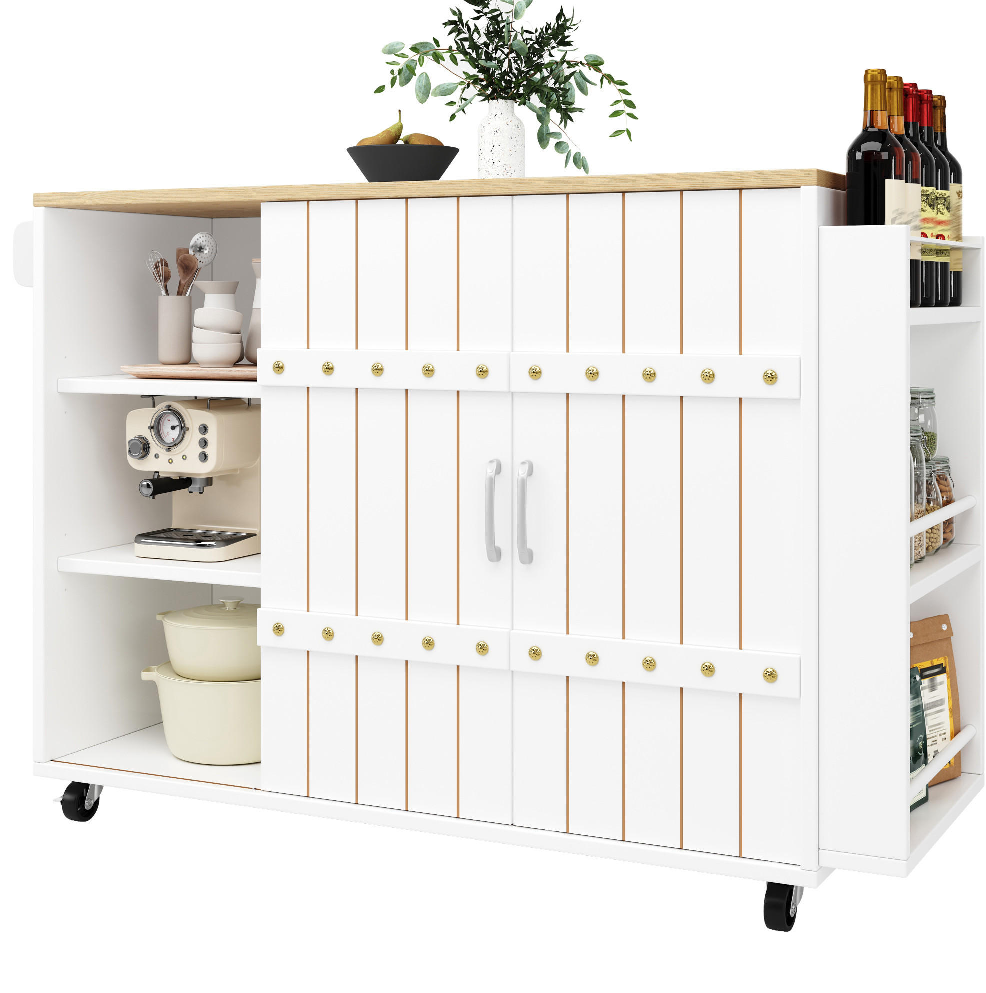 KÜCHENINSEL 110/90/42 cm Weiß aus MDF mit klappbarer Tischplatte - Weiß, Holzwerkstoff (42/90/110cm) - OKMYHOME