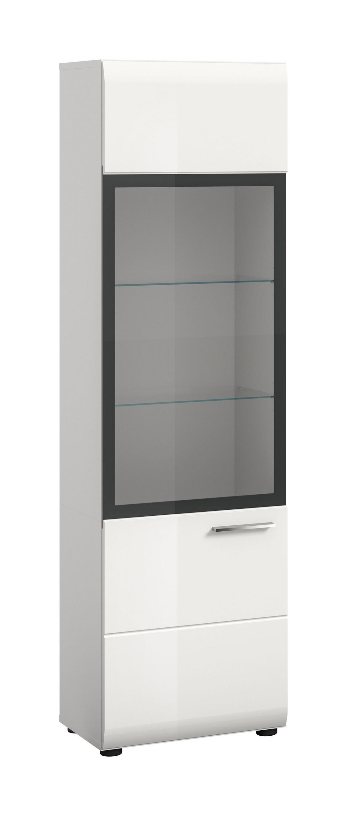VITRINE ICE (B/H/T: ca. 45/160/34 cm) in Weiß/weiß hochglanz - Weiß, Holzwerkstoff (45/160/34cm)