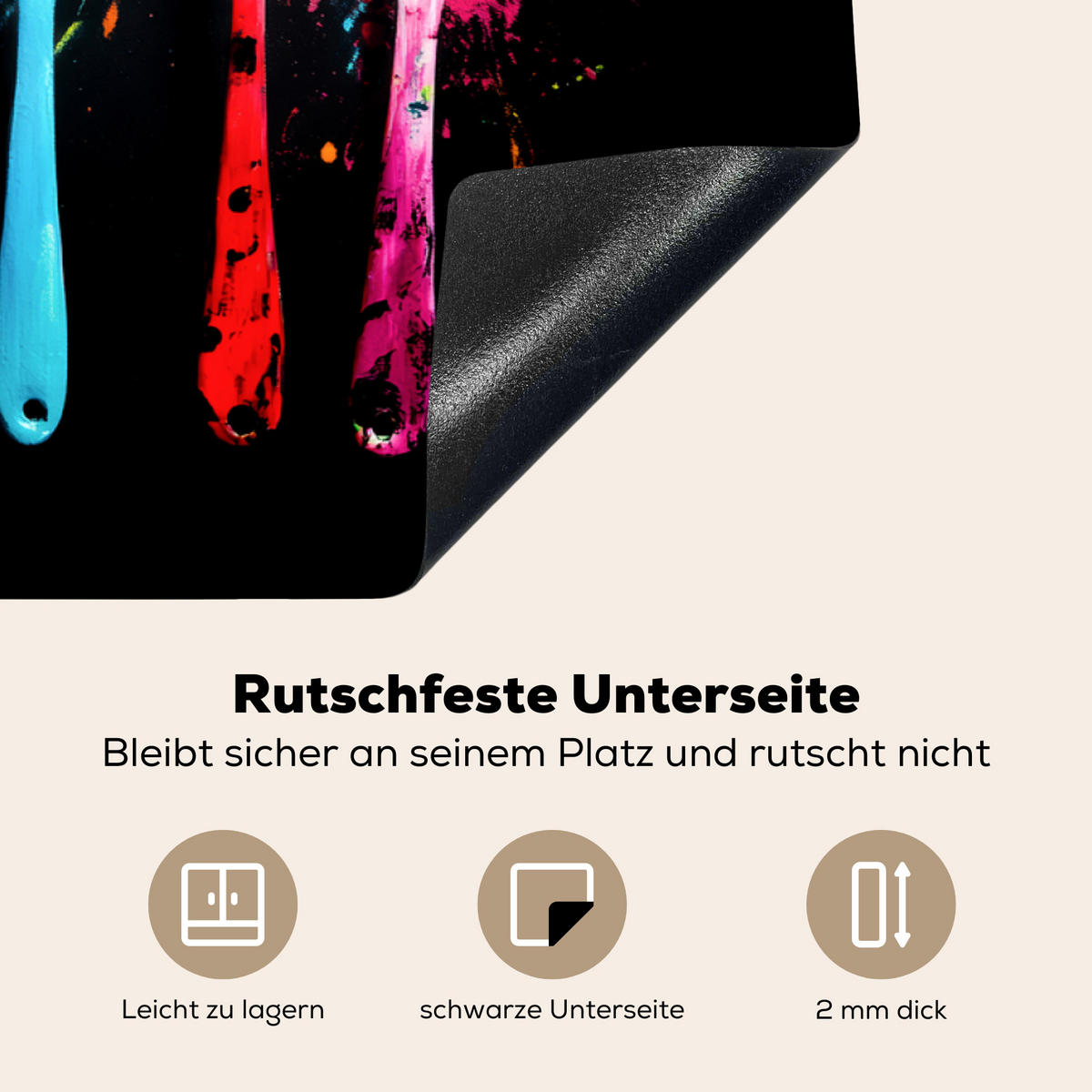 HERDABDECKPLATTE Löffel - Gewürze - Modern - Graffiti - Farbe - Farbenfroh Ceranfeldabdeckung 90x52 cm - Multicolor, Kunststoff (90/52/0.2cm) - MuchoWow