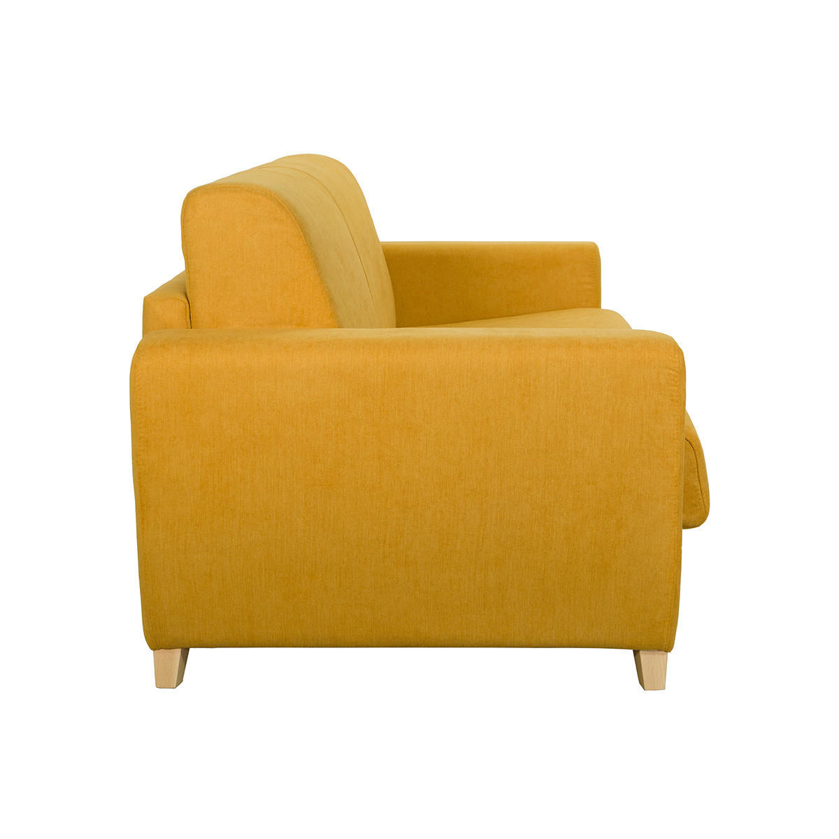 SCHLAFSOFA Skandinavisch Senfgelb Holz GRAHAM - Gelb, Textil (100/88/195cm) - Miliboo