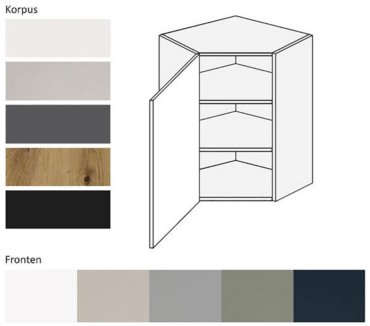 ECKHÄNGESCHRANK Salo W10/60 Dust Grey Matt / Lava 60 / 60 / 72cm - Dunkelgrau/Grau, Holz/Holzwerkstoff (60/72/60cm) - Feldmann-Wohnen