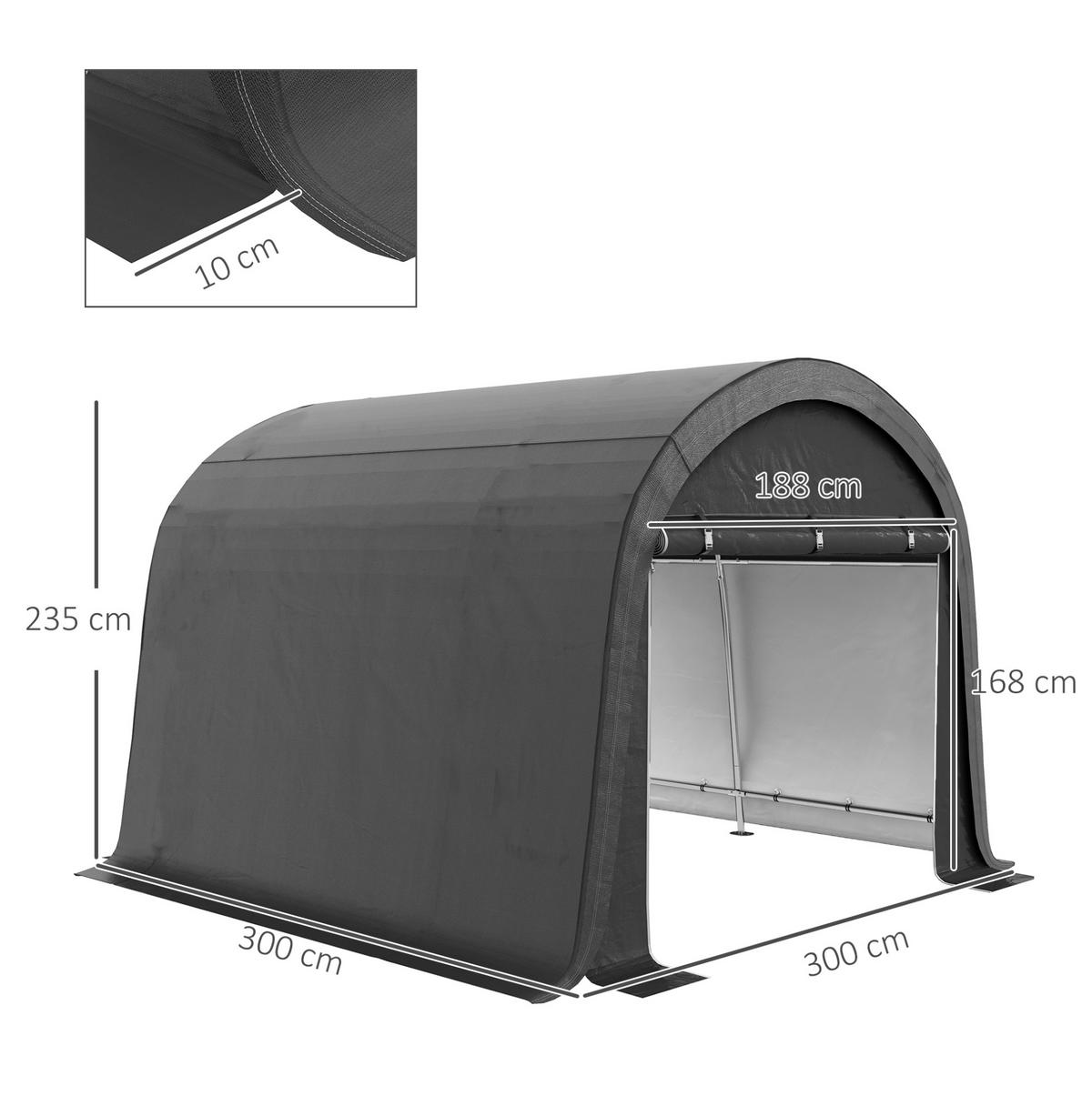 KLEINGARAGE aus Stahl 300x300x235 cm in Grau mit 2 Rolltüren - Grau, Metall (300/235/300cm) - Modfu