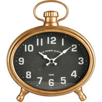 WANDUHR Retro Oval 21/23,5/4,8 cm - Goldfarben, Holzwerkstoff (21/23.5/4.8cm) - Home Styling Collection