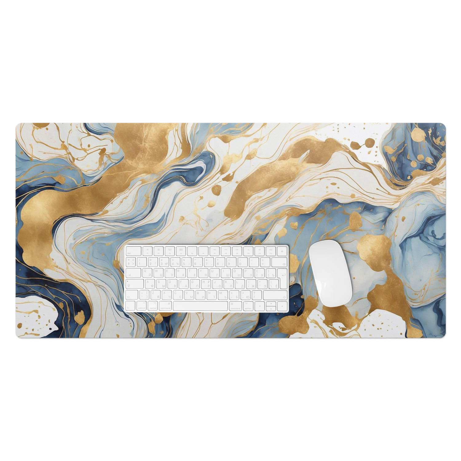 Wallfluent Schreibtischunterlage Hellblau, Gold 45x1.6x90 cm