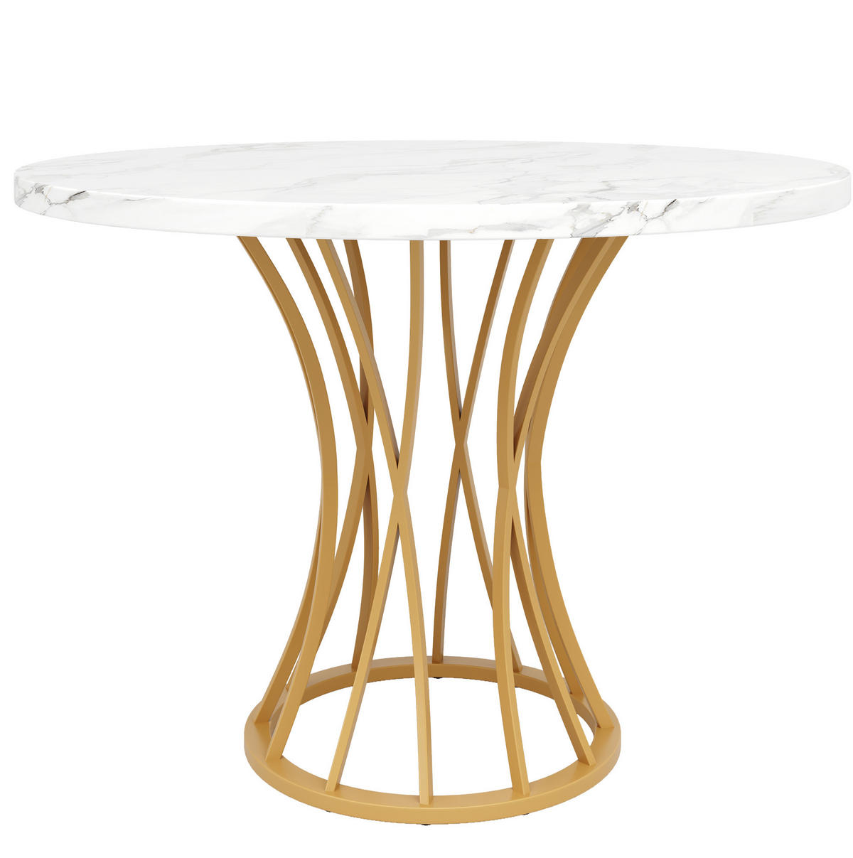 JEDÁLENSKÝ stôl 80/80/76 cm, MDF doska s mramorovým dekorom, zlatý - biela, kompozitné drevo (80/80/76cm) - BEAOK