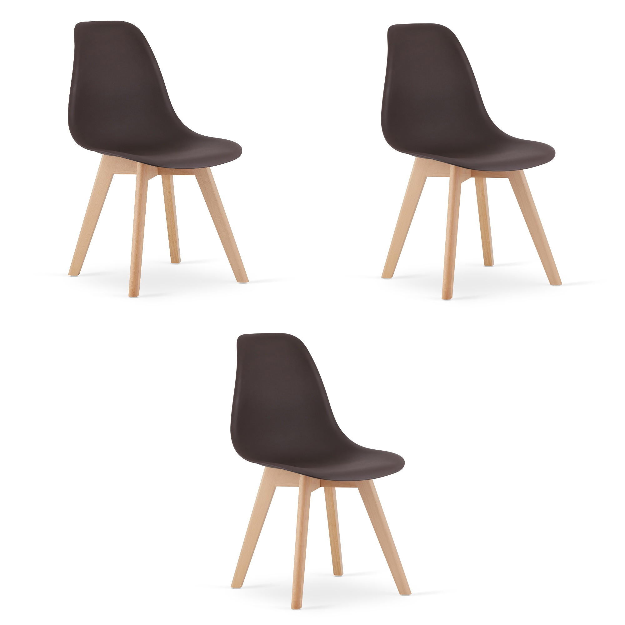 ESSZIMMERSTUHL 3-er Set KITO Kaffeesitz, natürliche Beine - Naturfarben/Braun, Kunststoff (46/80/54.5cm) - Valora