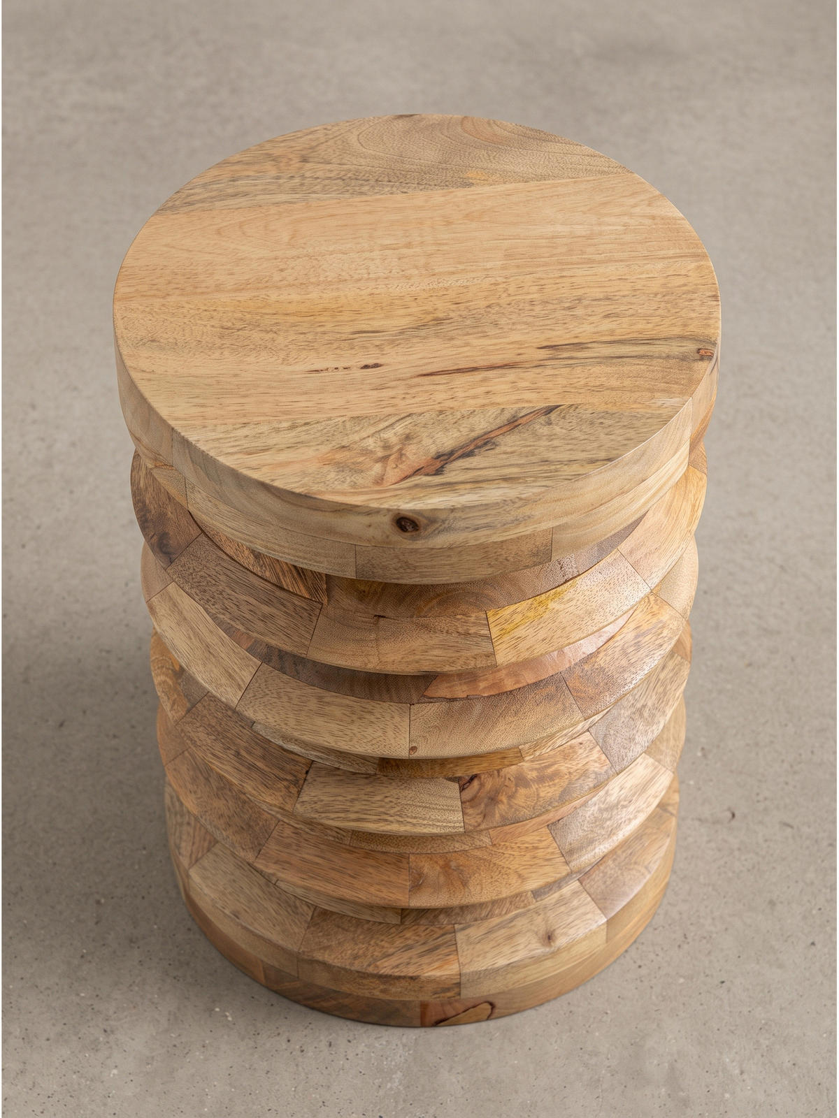 BEISTELLTISCH JELSA, Mango Massivholz, handgefertigt, Ø 35 x 45 cm - Hellbraun/Braun, Holz (35/35/45cm) - KADIMA DESIGN