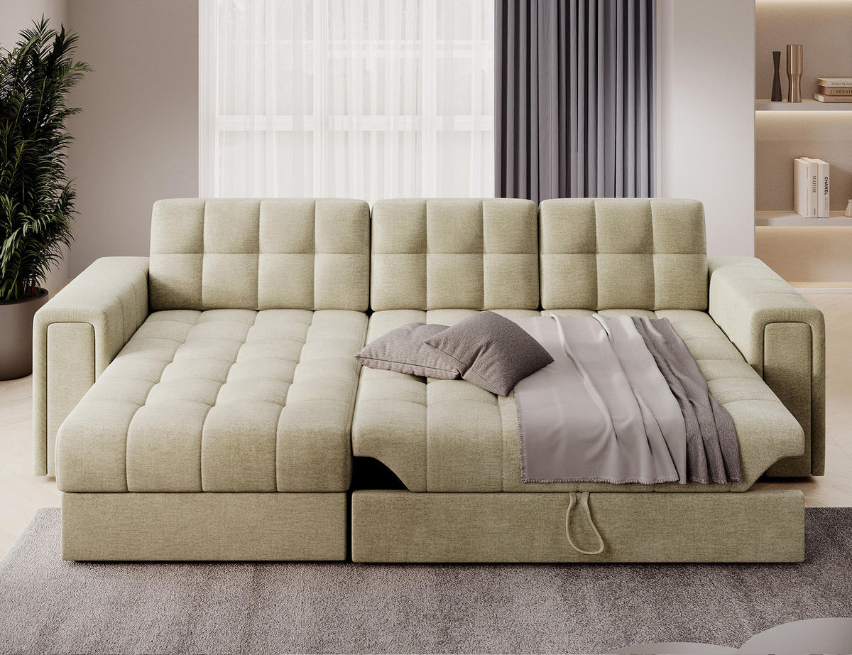 ECKSOFA BLENDI - Dunkelbeige (Monolith 04) - Beige, Holzwerkstoff (260/150cm) - Möblo