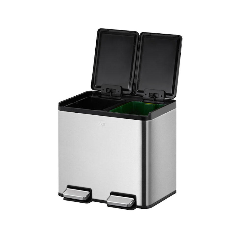 MÜLLEIMER rechteckig 20 Liter 37x40,3x33,2 cm Silber - Silberfarben, Metall (40.3/36.9/33.2cm) - PROREGAL
