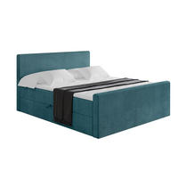BOXBETT mit Matratze H4 und Lattenrost - TOLO-Z - 200x200 Cord - Blau - Blau, Holzwerkstoff (200/200cm) - ALTDECOR