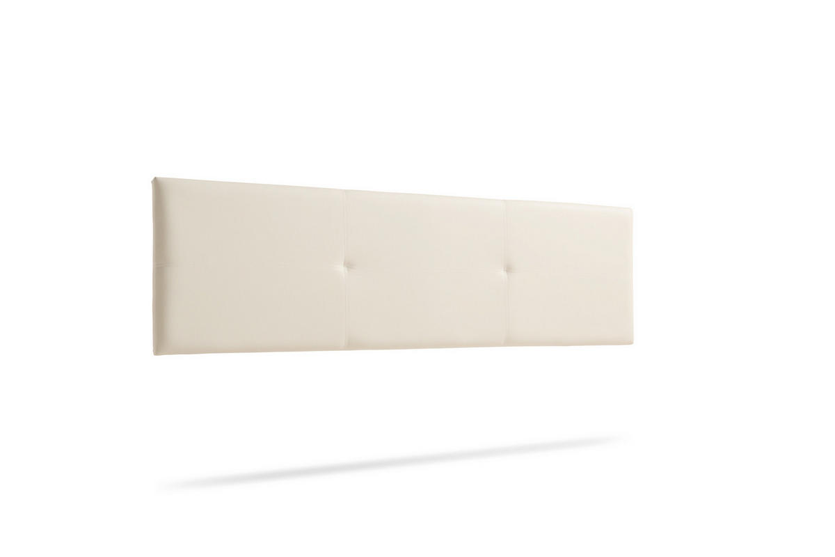KOPFTEIL gepolstert ALMA Kunstleder 160x50x5 cm - Eierschale - Moonia - Birkefarben, Holz (160/5/50cm)