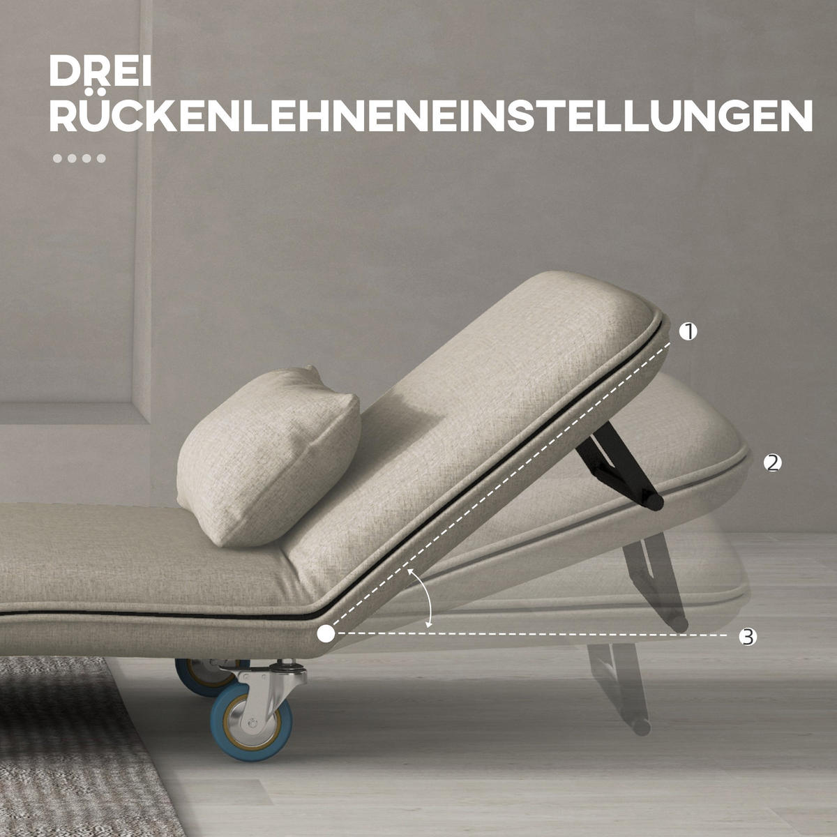 SCHLAFSESSEL, 3 in 1 Klappsessel mit verstellbarer Rückenlehne, Grau - Grau, Metall (72/83/78cm) - HOMCOM