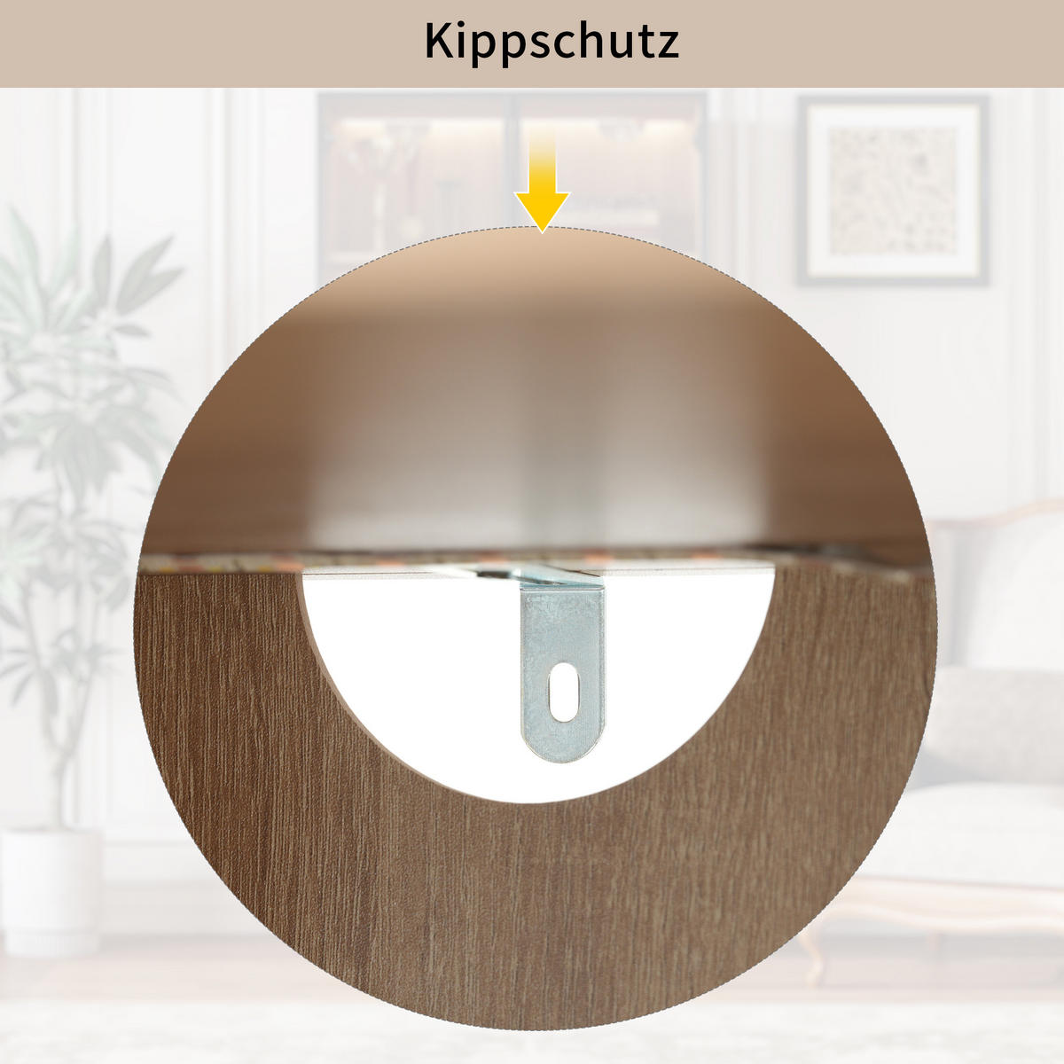 BADSCHRANK in Braun Highboard mit LED-Lichtleiste Glastür 2 große Schubladen 2 Türen , B75/T34.5/H170cm - Braun, Glas/Holzwerkstoff (75/170/34.5cm) - STILVORA