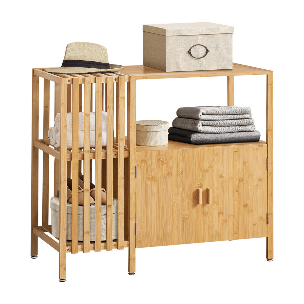 BEISTELLSCHRANK Varanger - Naturfarben, Naturmaterialien (40/80/93.5cm) - [en.casa]
