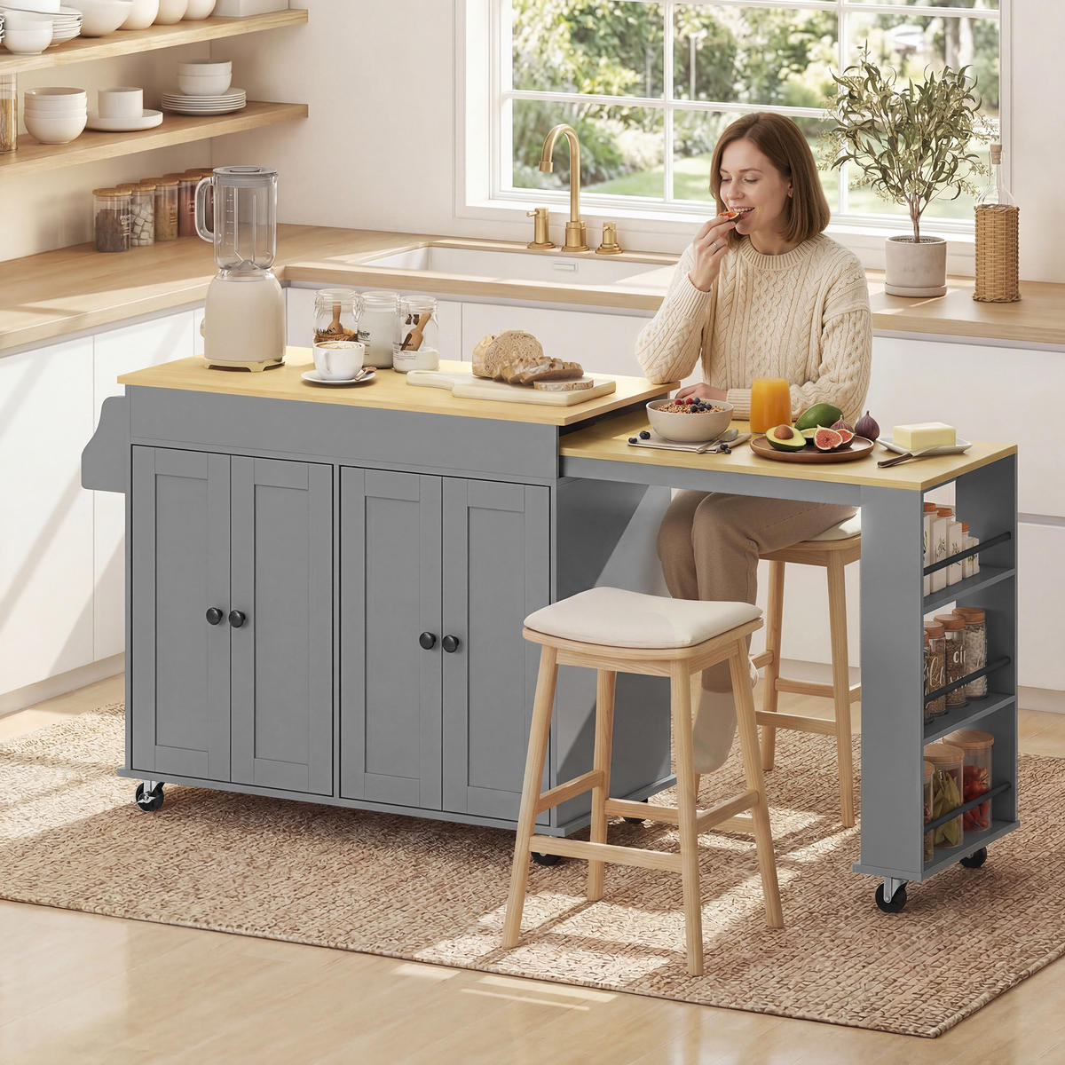 KÜCHENINSEL Grau 1 Stück - Grau, Holzwerkstoff (50/87.8/189.2cm) - GiPP