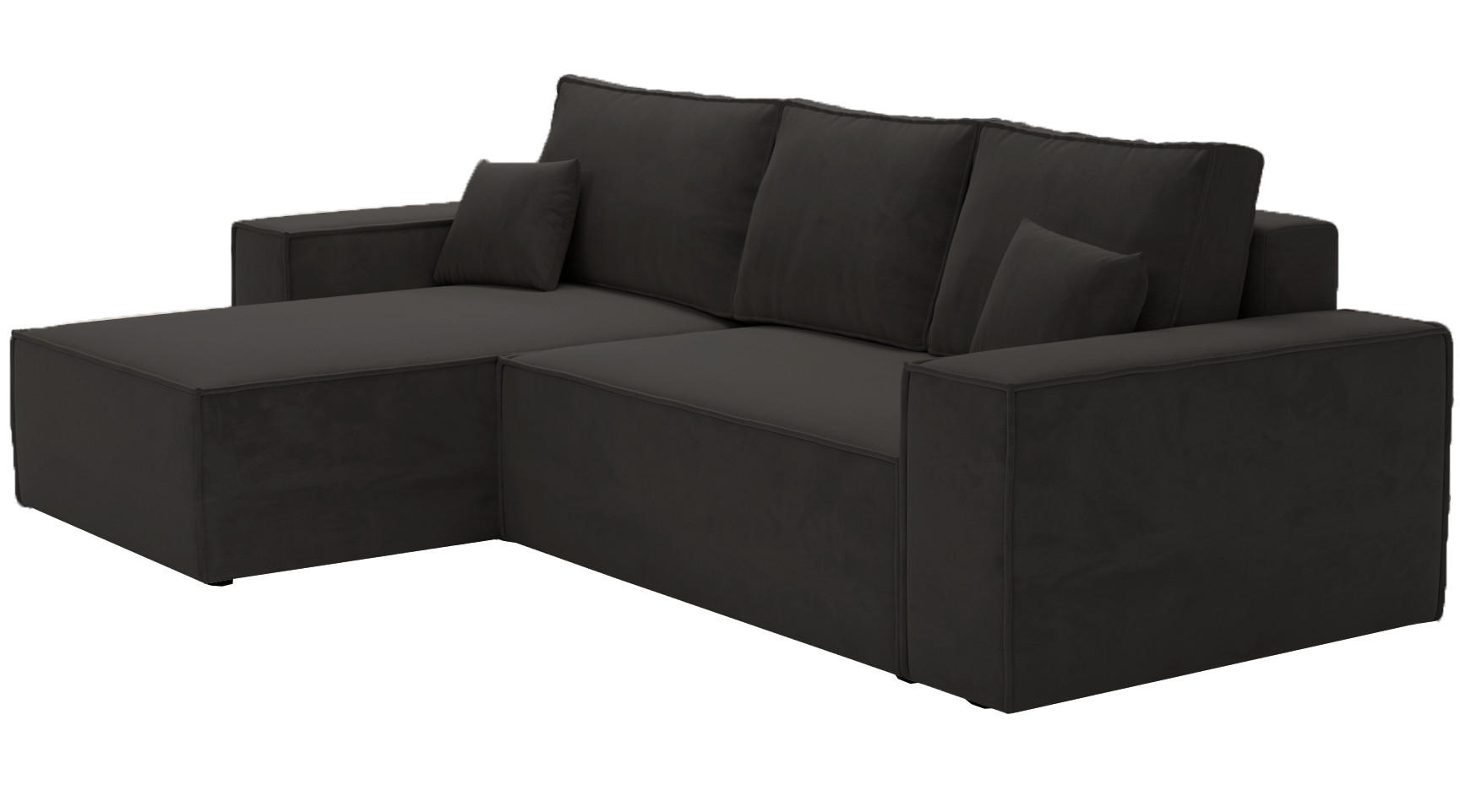 ECKSOFA mit Schlaffunktion Bergamo L 280 cm, Samt, Links - Schwarz - Schwarz, Holz (277/189cm) - Emporius