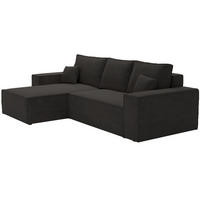 ECKSOFA mit Schlaffunktion Bergamo L 280 cm, Samt, Links - Schwarz - Schwarz, Holz (277/189cm) - Emporius