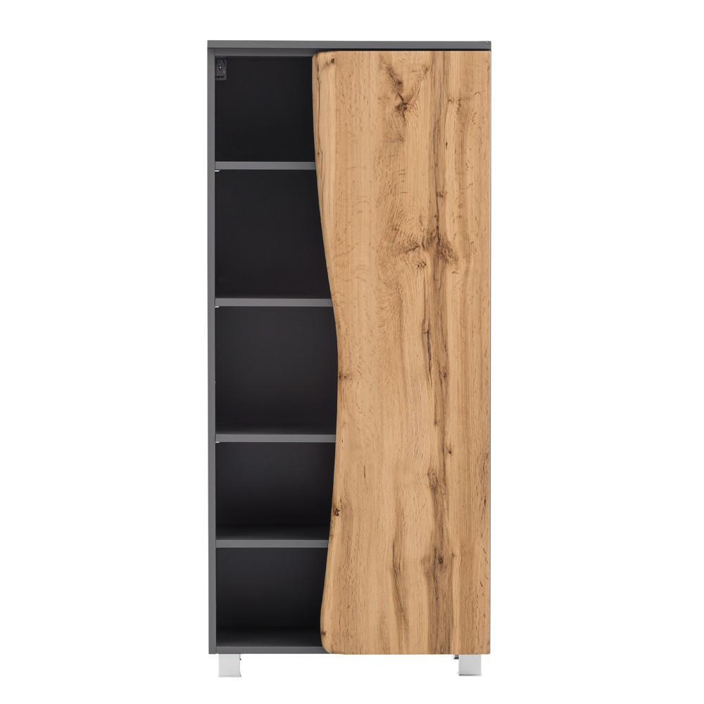 MIDISCHRANK Kahla-03 - Braun/Grau, Holzwerkstoff (60/130/35cm) - Lomado