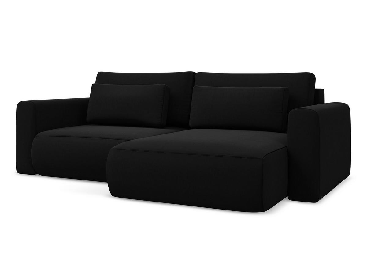 ECKSOFA mit Schlaffunktion Samt Stoff Schwarz - Schwarz, Kunststoff/Textil (240/149cm) - Makamii