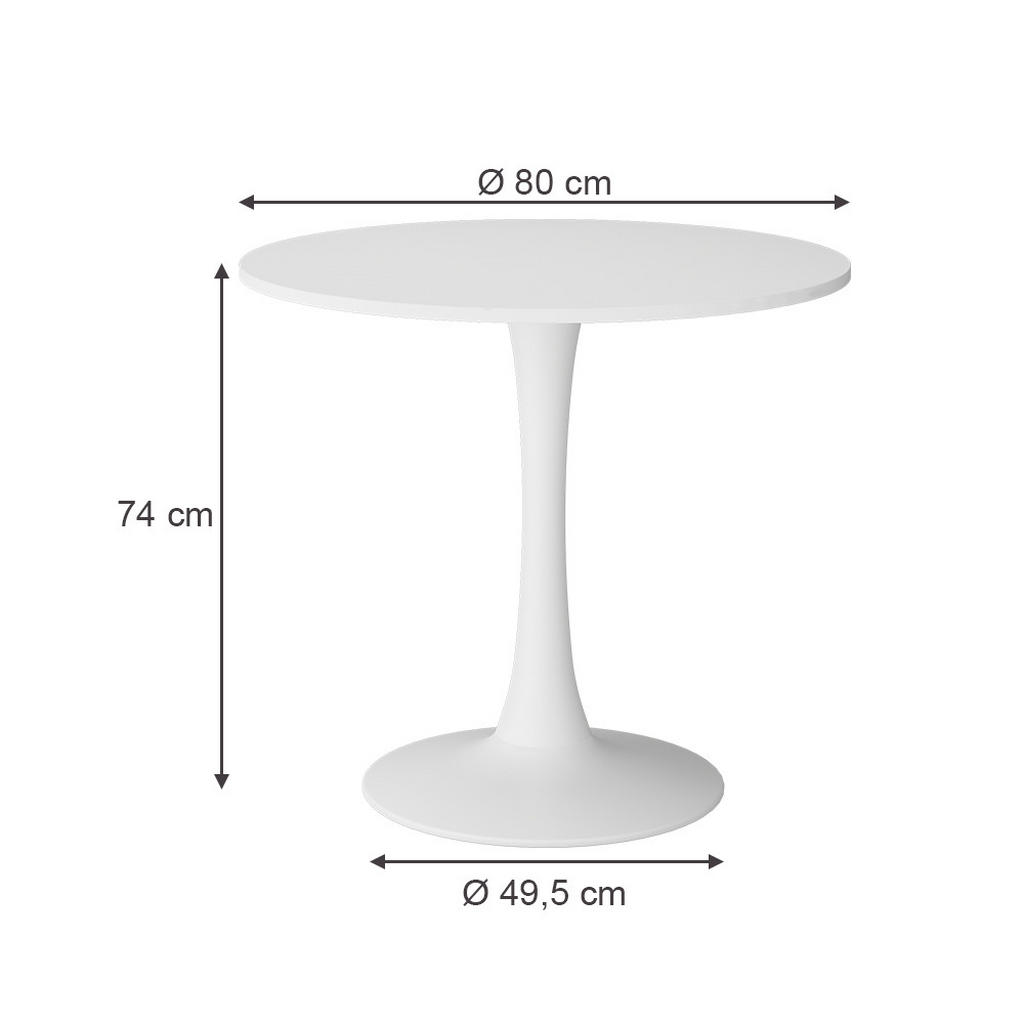 Thumbnail - Vicco Esstisch, Weiß, Holzwerkstoff, Rund, 80x73x80 cm, Esszimmer, Tische, Esstische