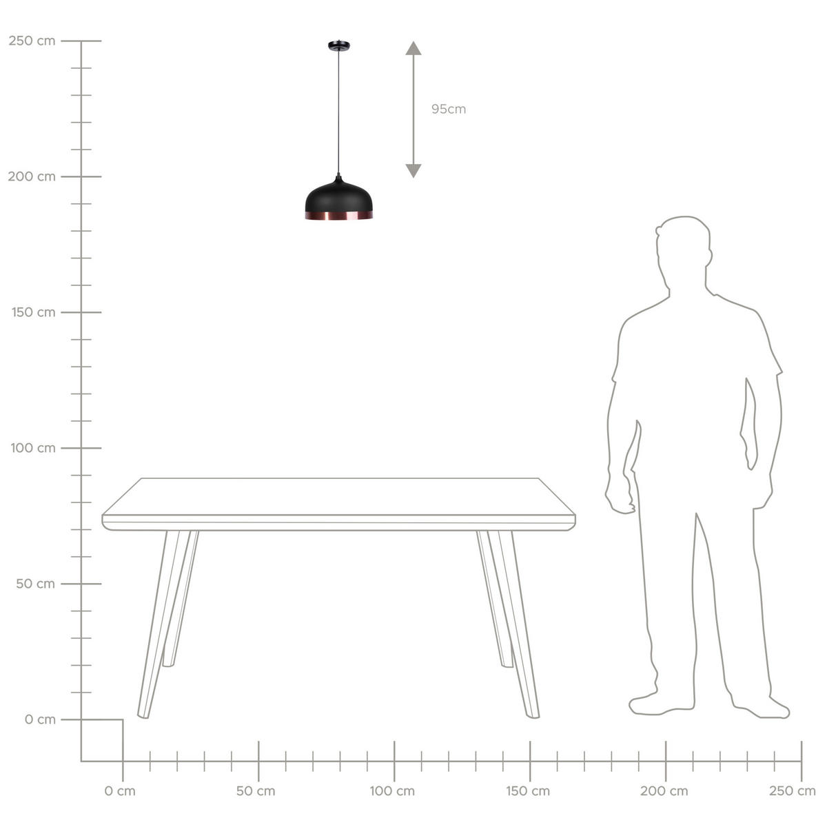 HÄNGELEUCHTE Parina 33/33/130 cm - Schwarz, Metall (33/33/130cm) - Beliani