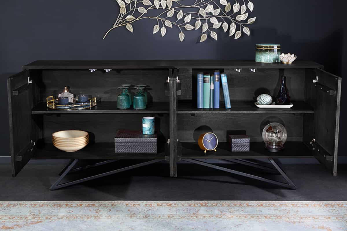 SIDEBOARD MOUNTAIN SOUL Akazie 175cm - Multicolor/Schwarz, Holz/Stein (175/75/38cm) - riess-ambiente