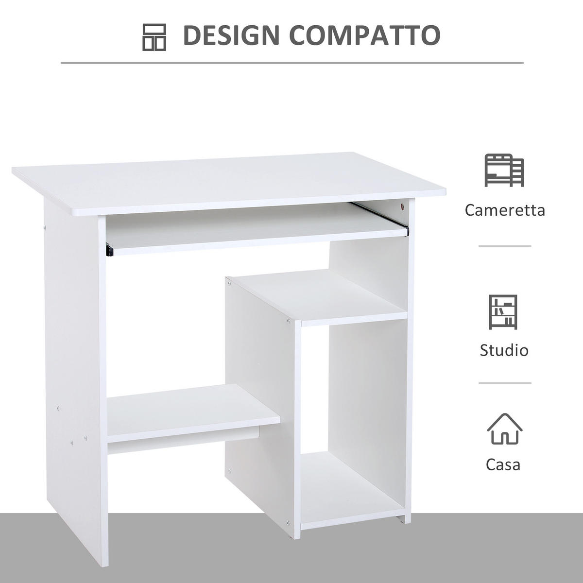 BÜROTISCH Weiß 1 Stück - Weiß, Holzwerkstoff (45/80/75cm) - GiPP