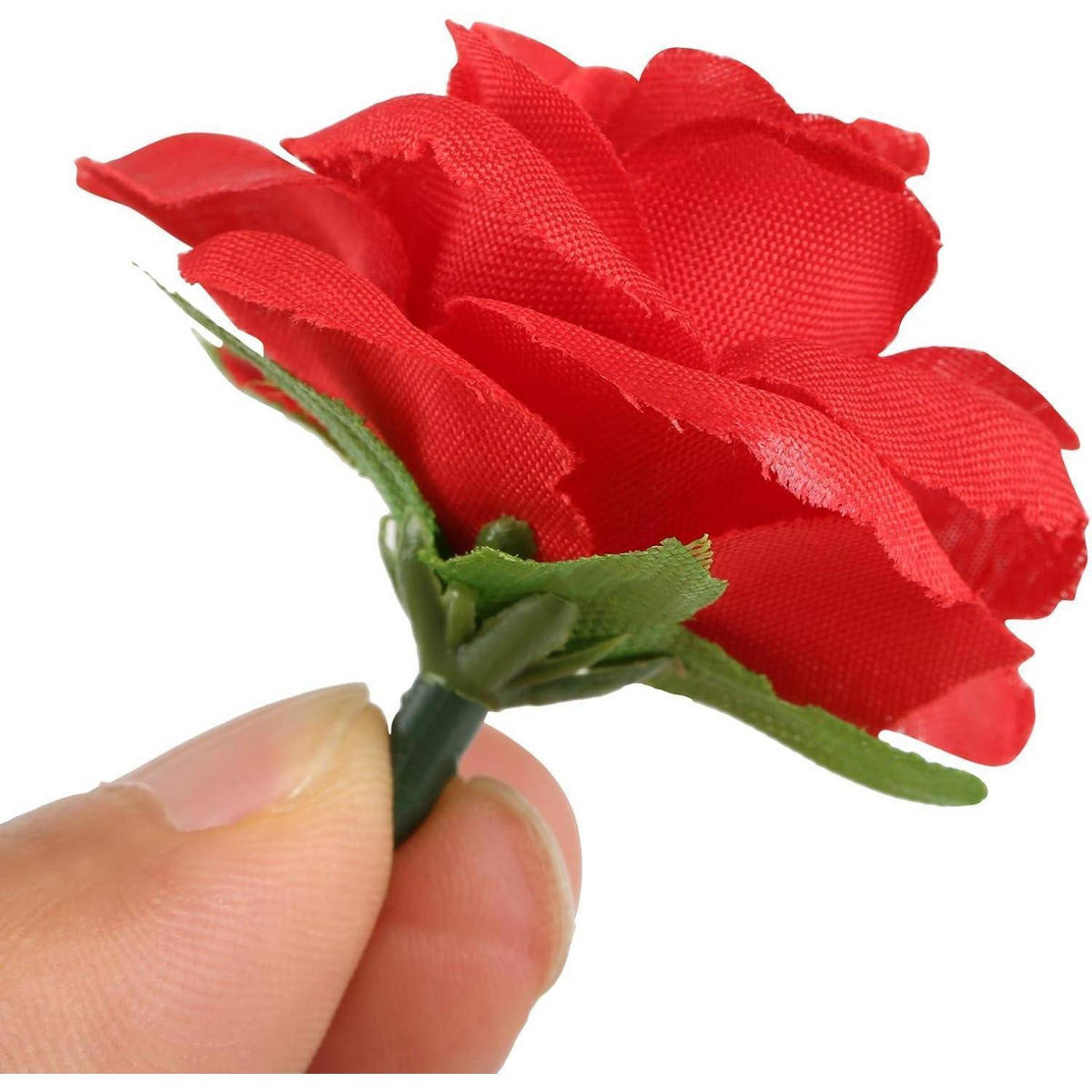 KÜNSTLICHE Blumenköpfe 50-teiliges Set Rot 4 cm - Rot, Textil (3.5cm)