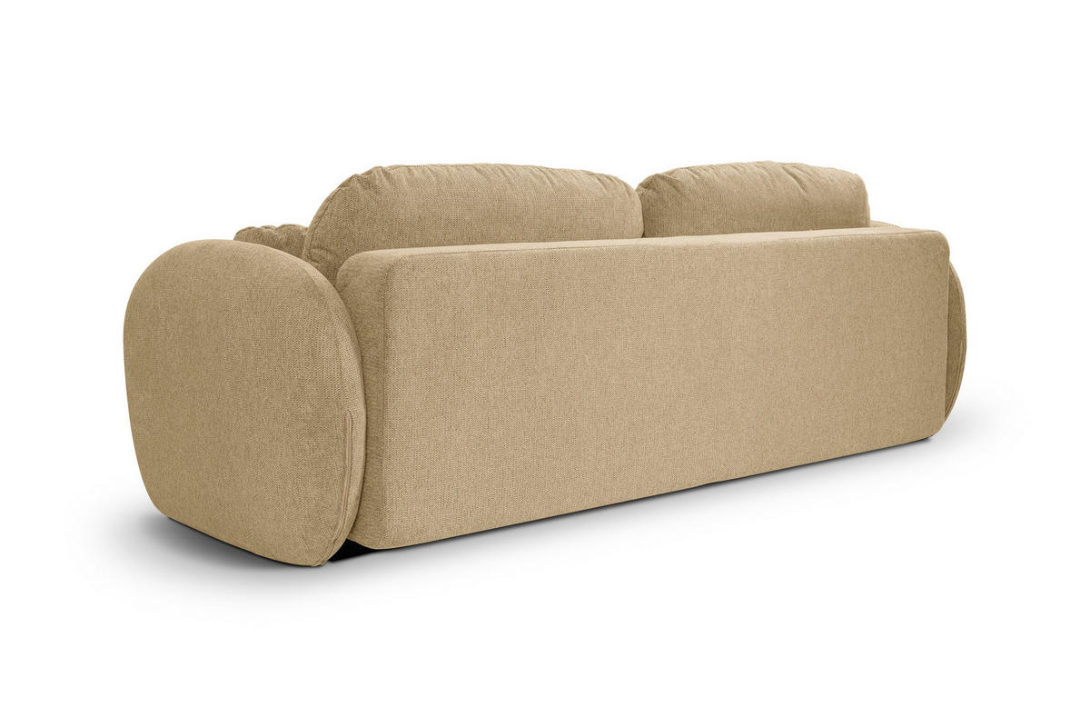 BETTSOFA AMICO Beige Geflochtener Stoff mit Schlaffunktion - Beige, Holz (238/86.5/101cm) - MASSENO