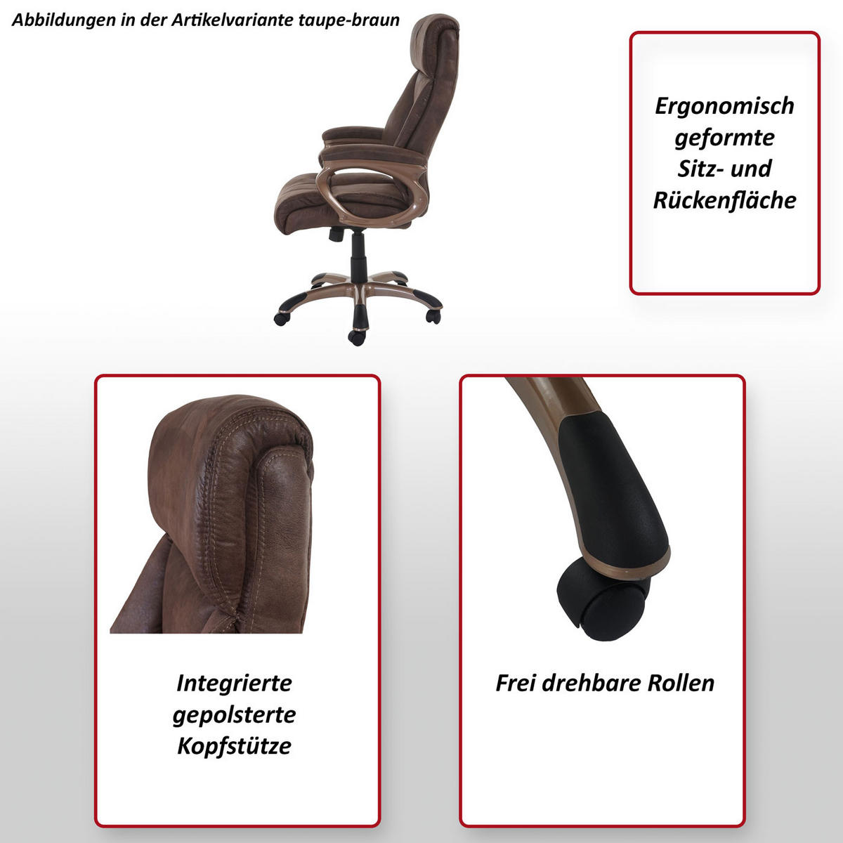 BÜROSTUHL Braun - Taupe/Braun, Textil (68/120/74cm) - Jamb