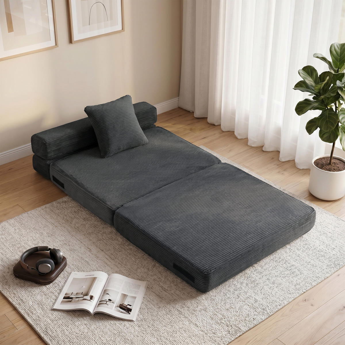 SCHLAFSESSEL Dunkelgrau 100.0/76.0/62.0 cm - Dunkelgrau, Textil (76/62/100cm)