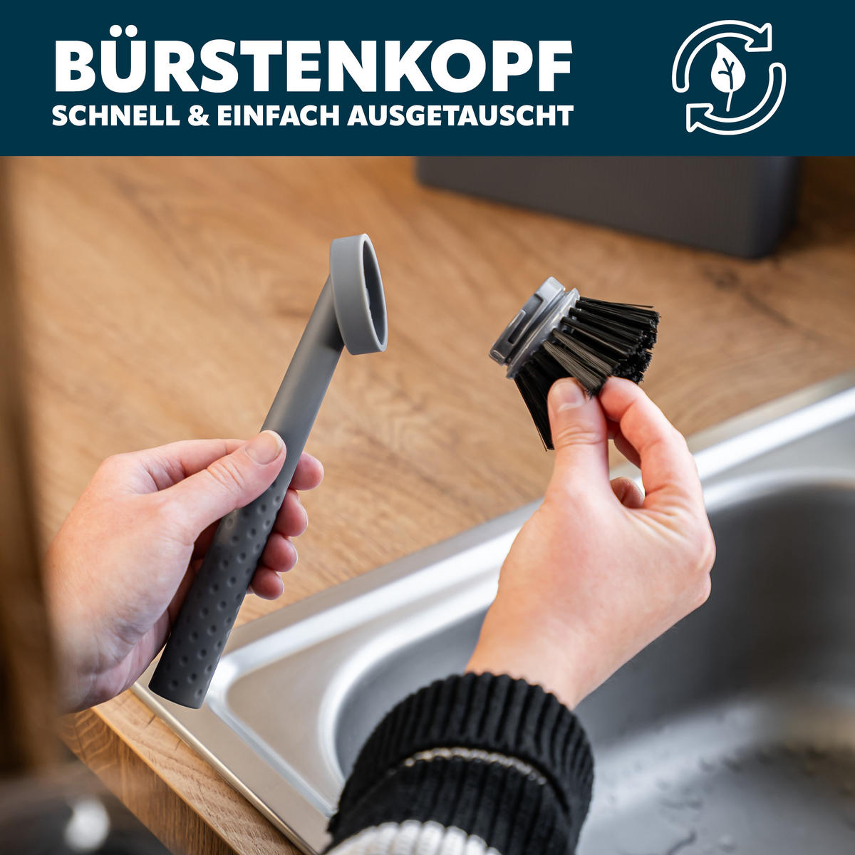 ERSATZBÜRSTEN 4er-Set, grau, Kunststoff - Grau, Kunststoff (6.5/5/6.5cm) - bremermann