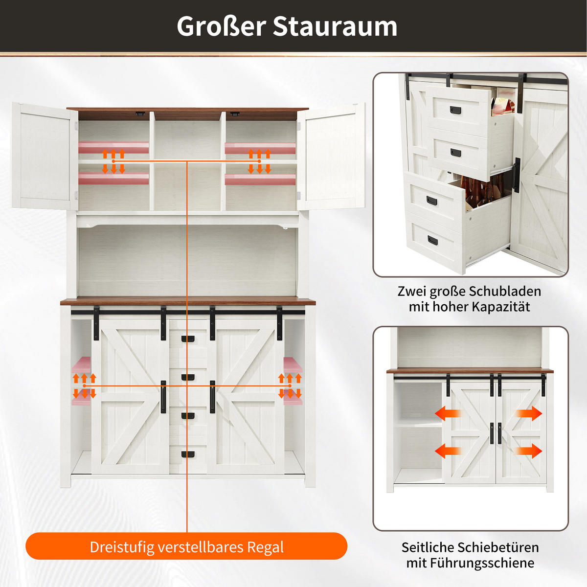 KÜCHENSCHRANK 115x40x175Cm LED Schiebetür Schwarz - Weiß, Metall (115/174.7/40cm) - FLIEKS