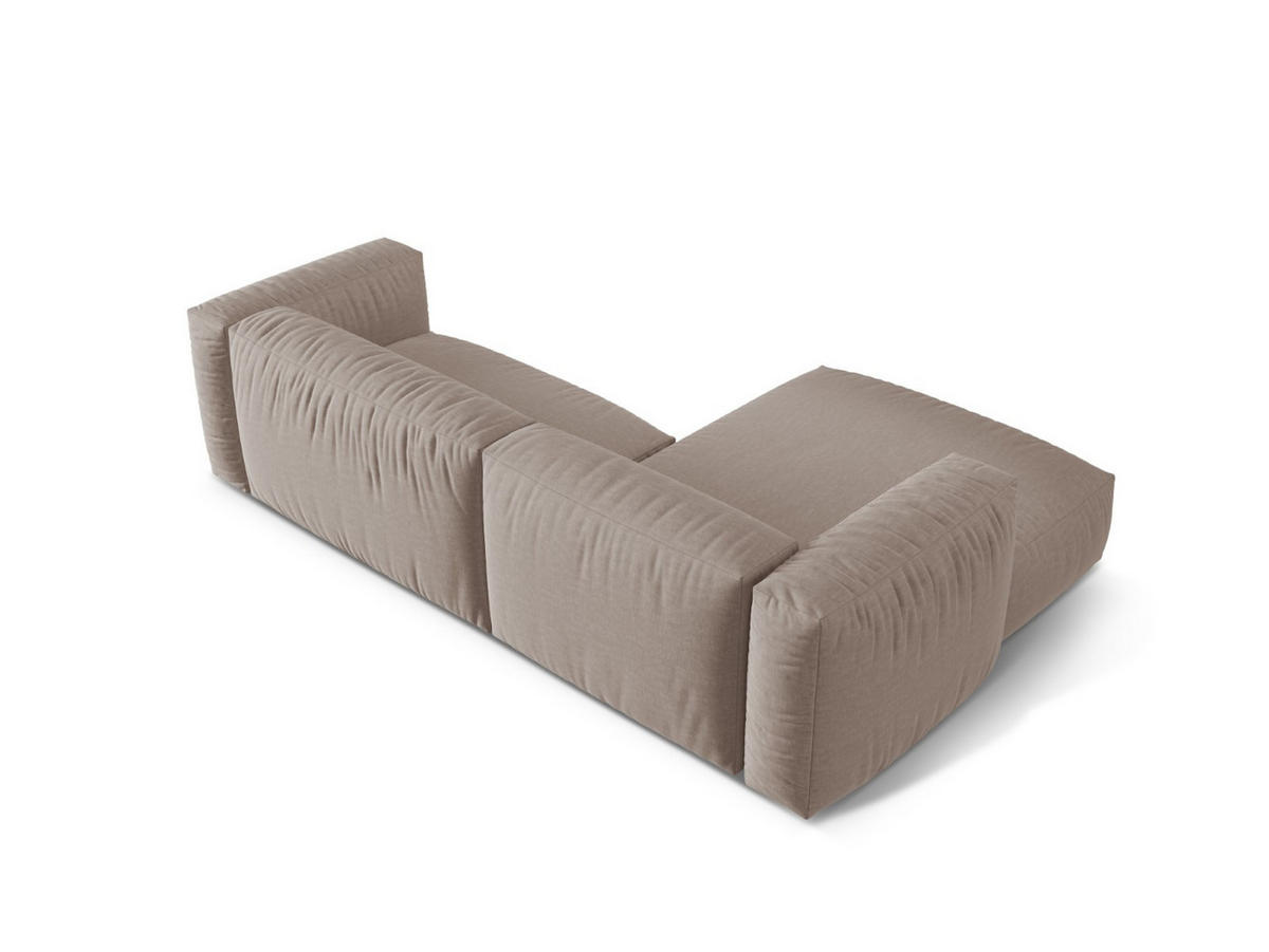 ECKSOFA modular links Martina aus strukturiertem Stoff dunkelbeige 2 Sitzplätze - Mokka, Textil (176/283cm) - Micadoni
