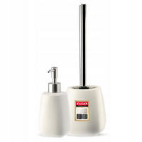 BADEZIMMERSET SEIFENSPENDER + WC-Bürstengarnitur, weiß - Weiß, Keramik/Kunststoff (12/36cm) - KADAX