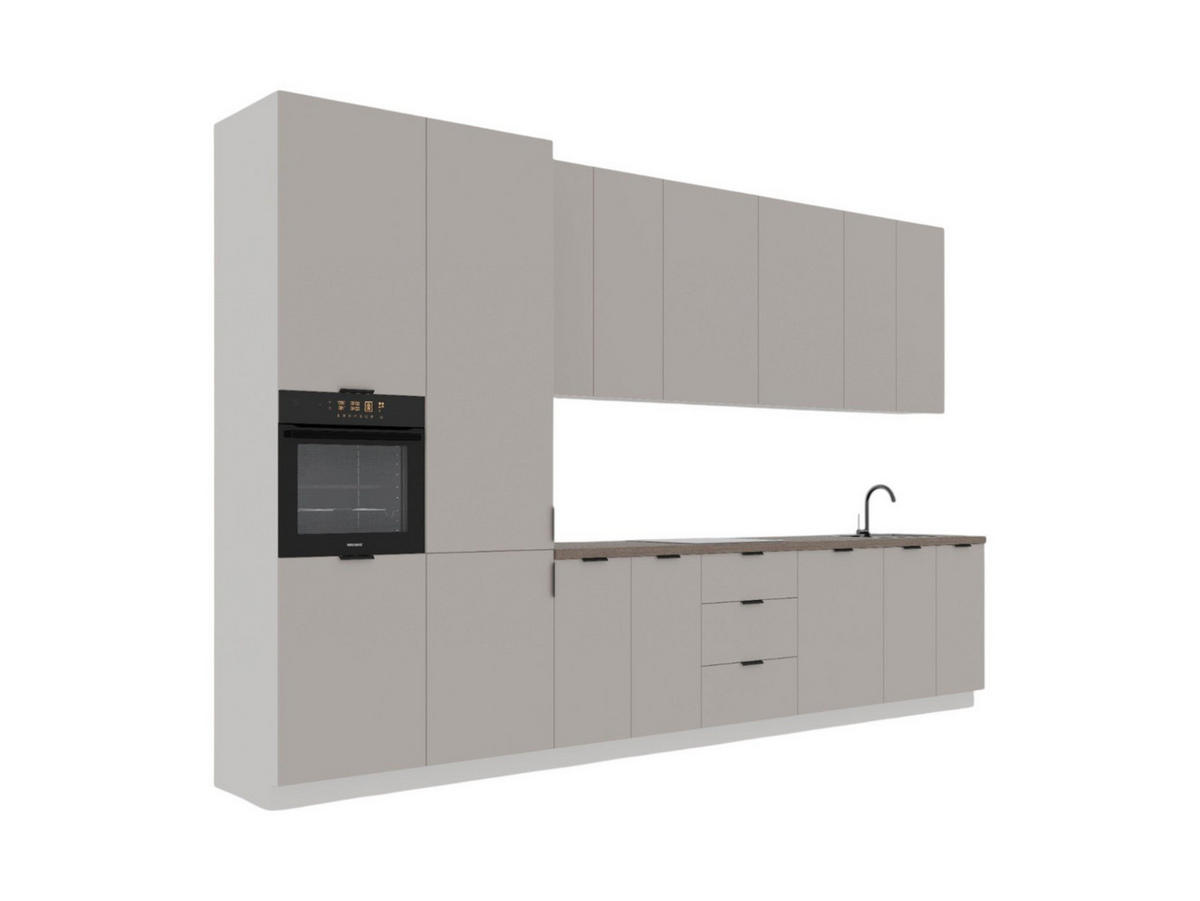 KÜCHENZEILE 400 cm – Sorento K58-G400 L – in Beige / Matt - Beige/Schwarz, Holz/Metall (400/247/58cm) - ROYAL24_MARKT