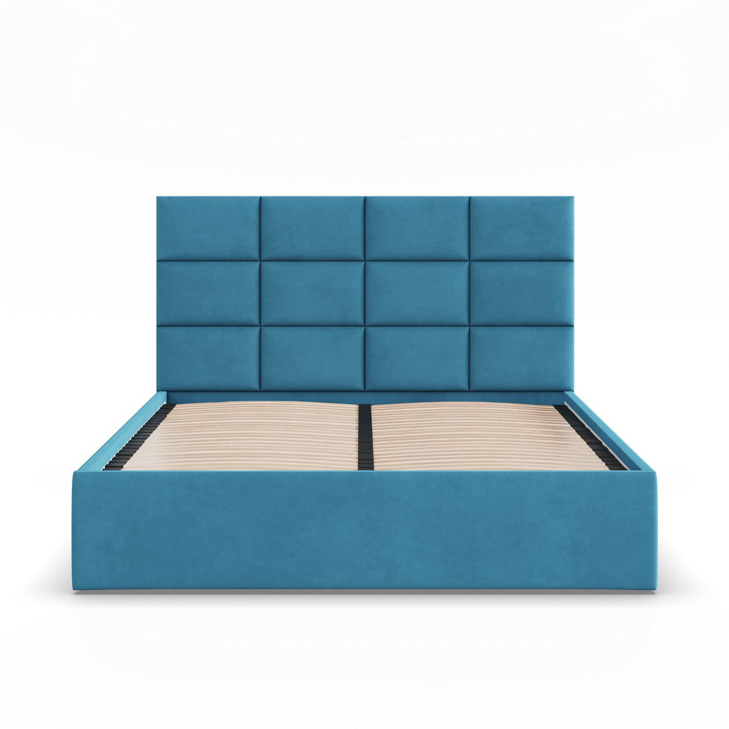 POLSTERBETT MIT KOPFTEIL 140x200 ohne Bettkasten YORK, Blau - Blau, Textil (140/200cm) - Mebligo