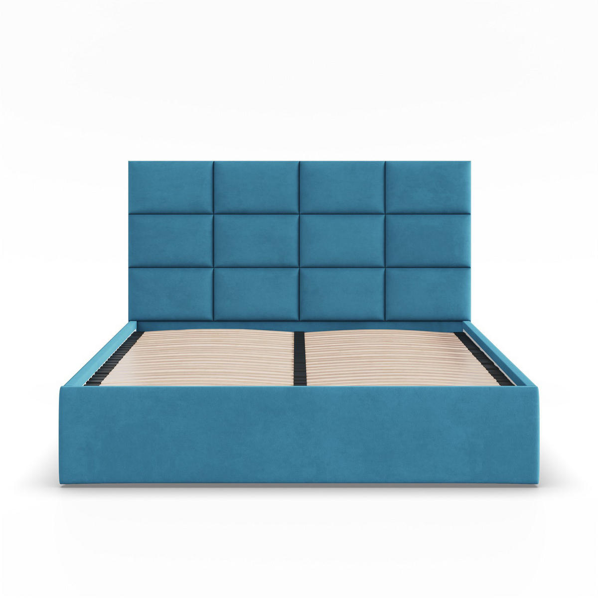 POLSTERBETT MIT KOPFTEIL 180x200 ohne Bettkasten YORK, Blau - Blau, Textil (180/200cm) - Mebligo