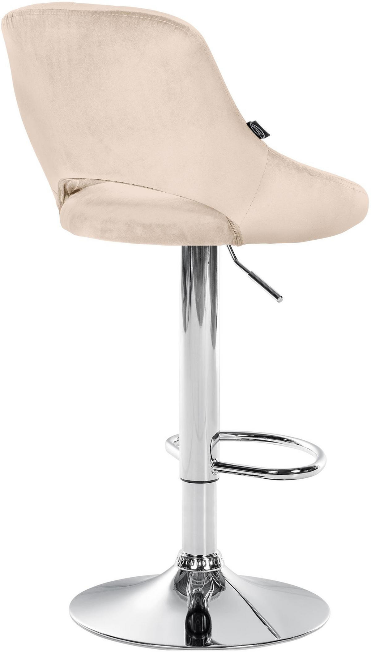BARHOCKER Samt Creme - Chromfarben/Creme, Textil/Metall (47/85/48cm) - CLP