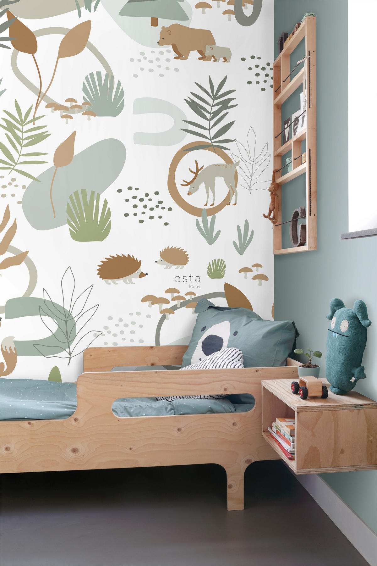 FOTOTAPETE Wald mit Waldtieren 200 x 279 cm - Grün, Papier (200/279cm) - ESTAhome