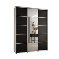 SCHWEBETÜRENSCHRANK 235,2/200/60 3-türig - Silberfarben/Schwarz, Holz/Metall (200/235/60cm) - Abiks Möbel