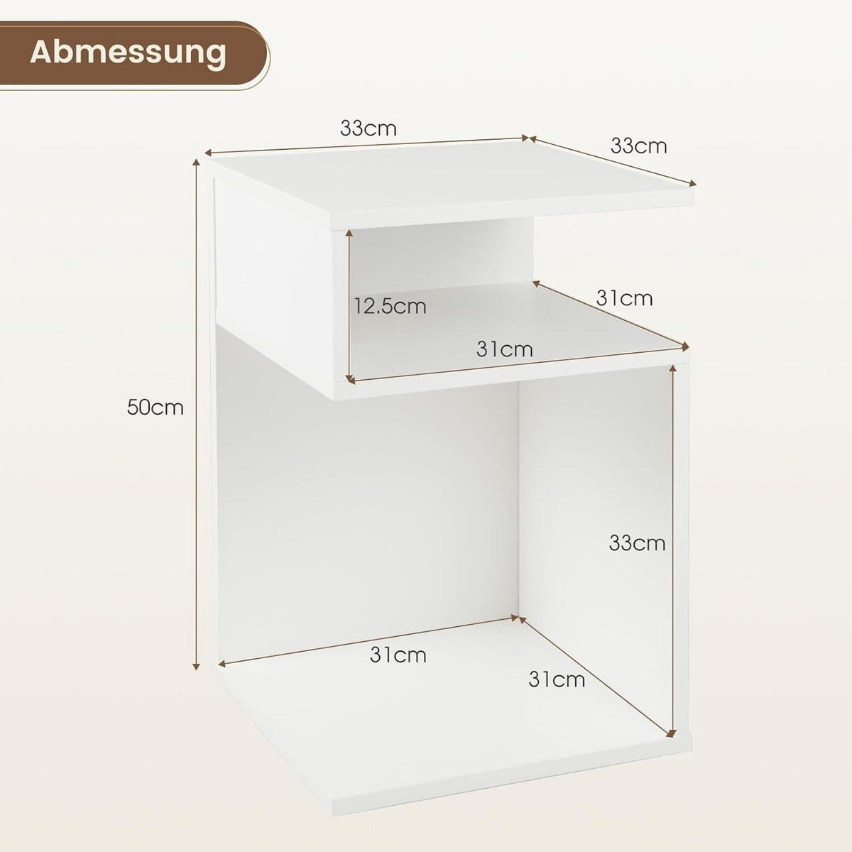 BEISTELLTISCH 50cm Wei& - Weiß, Holz (33/33/50cm) - COSTWAY