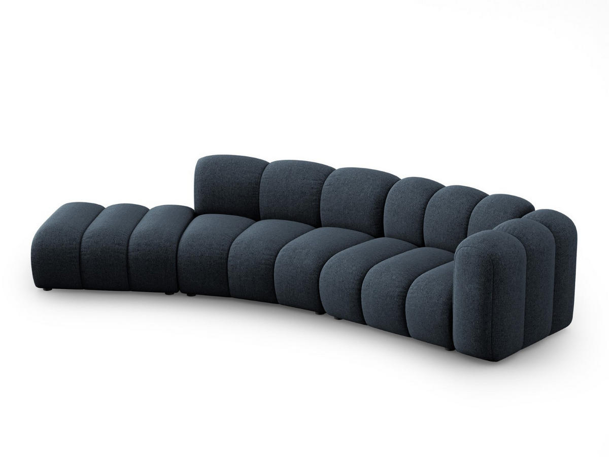 SOFA modular links Lupine aus Chenille-Stoff königsblau 5 Sitzplätze - Dunkelblau, Textil (166/70/335cm) - Micadoni