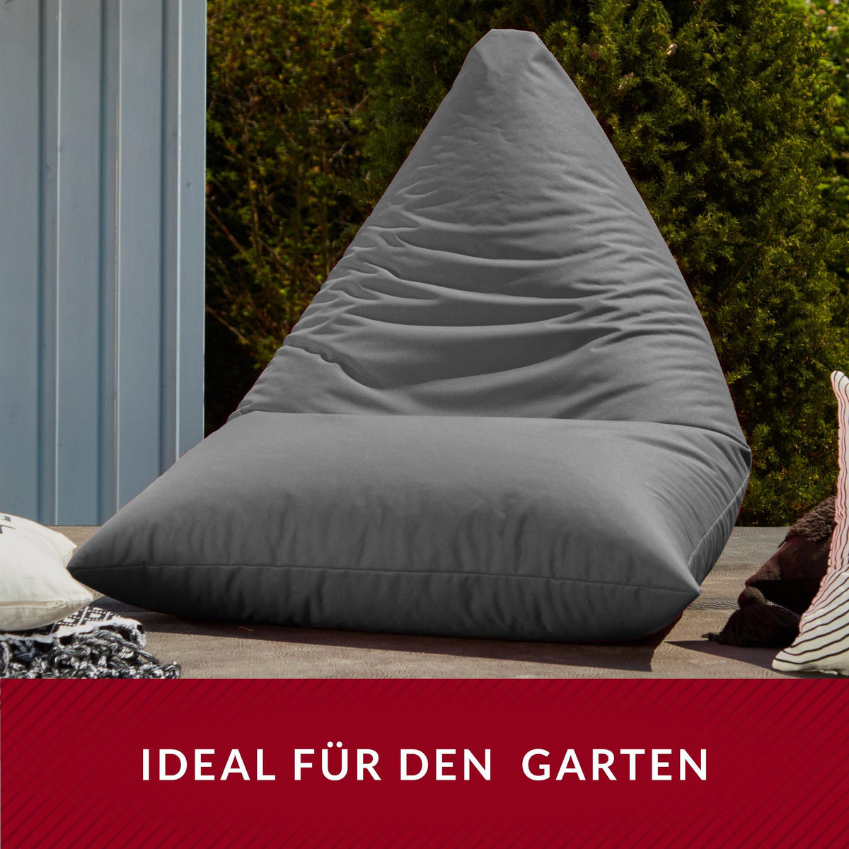 OUTDOOR SITZSACK Triangle 150x100x100cm - Grau, Textil (100/100/150cm) - Green Bean
