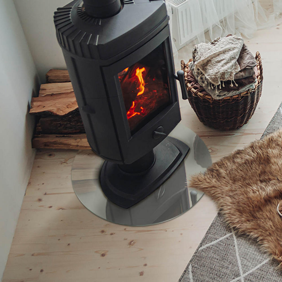 GLASPLATTE für Kamin Ø 50 cm Grün - Grün, Glas (50/50/0.4cm) - ArtPrintCave