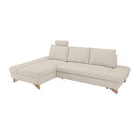 ECKSOFA creme Velours, Sofa mit Bettfunktion und Stauraum - Creme, Holz/Textil (166/284cm) - Furn.Design